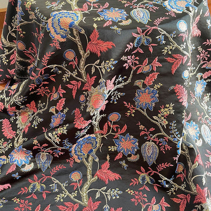 Floral Jacquard Fabric: Gold & Silver Thread, 57" Wide