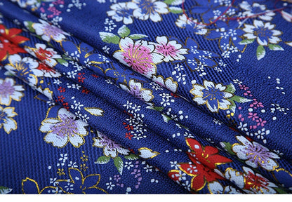 Tissu brocart jacquard à fleurs de cerisier : mélange de soie et de rayonne japonaises