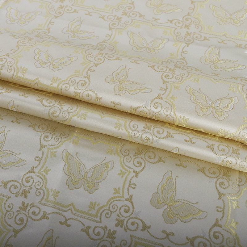Butterfly Linen Fabric: Dunhuang Fresco Style, 59"W, Upholstery & Sewing