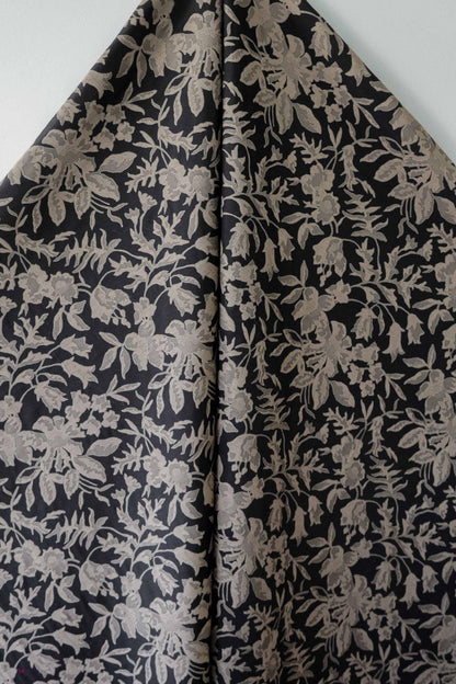 Black Floral Jacquard Fabric: Luxury Woven Dress Material (55" Wide)