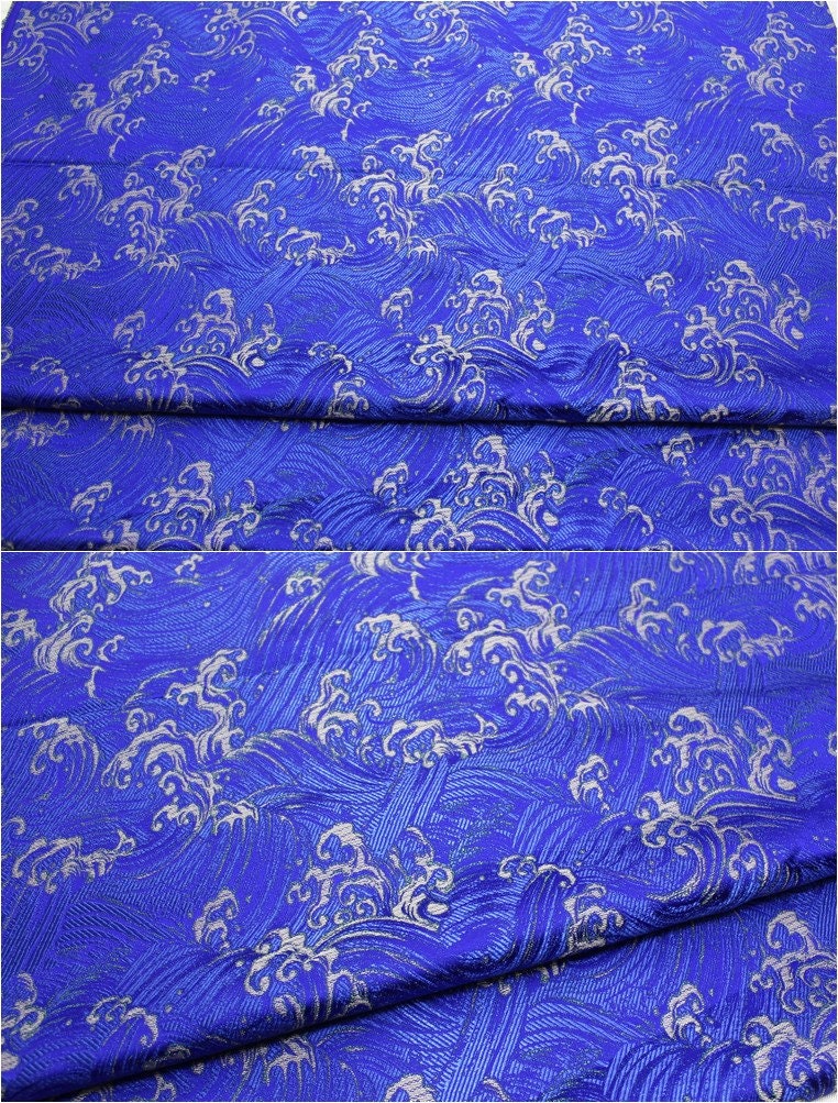 Ocean Waves Silk Rayon Brocade Fabric - 29.5"/75cm