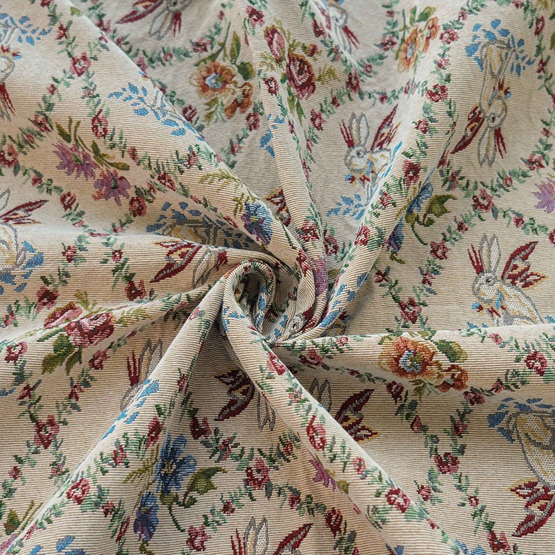 Rabbit Zoo Jacquard Fabric: Autumn Winter Upholstery, Sewing Material (59"W By 1 Meter)