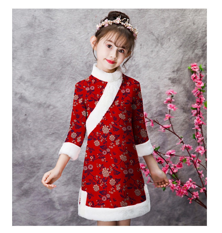 Floral Silk Brocade Fabric: Red Chinese Style Sewing Material