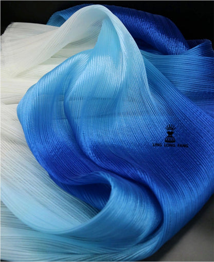 Pleated Organza Fabric: Shiny Crinkled Texture, 55" Wide