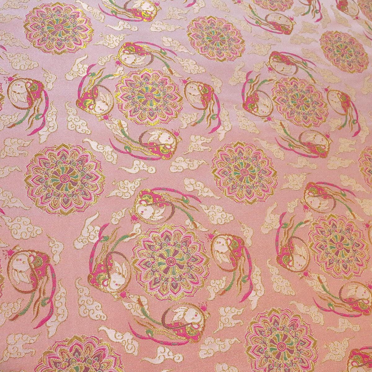 Mongolian Bada Rayon Fabric: Tibetan Caisson Pattern, 59"W