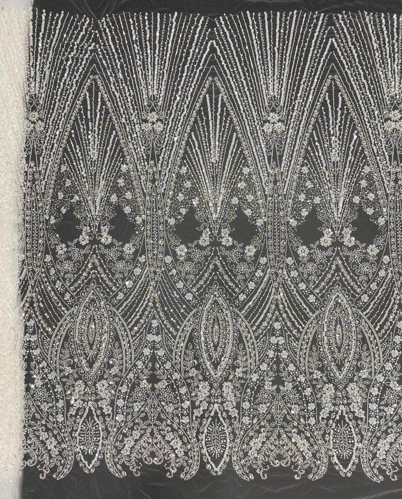 Beaded Sequin Lace Fabric: Floral Appliqu�� Bridal Wedding Dress