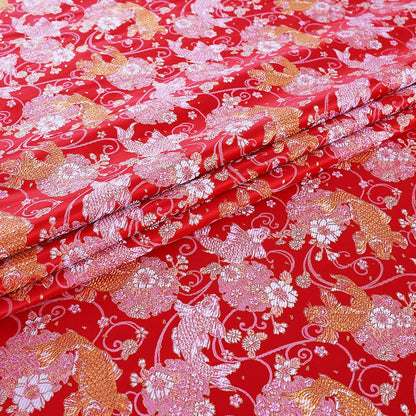 Koi Fish Brocade Fabric: 57"W Chinese Style Rayon Sewing Material