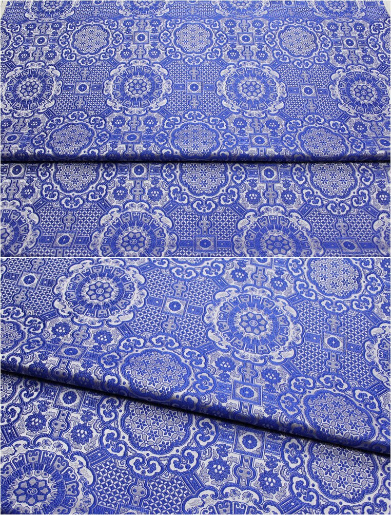 Gold Jacquard Fabric: Tortoise Bone Pattern, Silk Rayon Blend