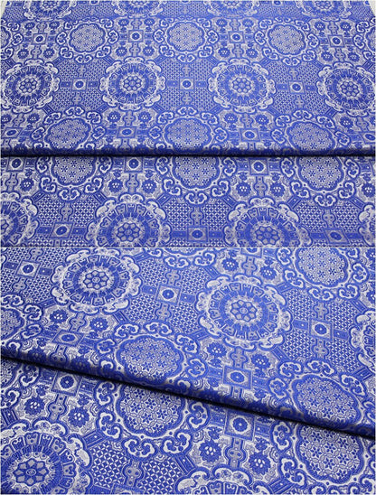Gold Jacquard Fabric: Tortoise Bone Pattern, Silk Rayon Blend