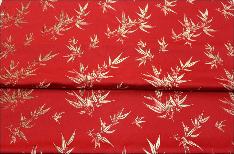 Leaves & Flower Brocade Fabric: Silk Rayon Blend, 29.5" Wide