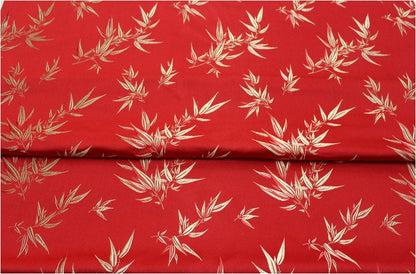 Leaves & Flower Brocade Fabric: Silk Rayon Blend, 29.5" Wide