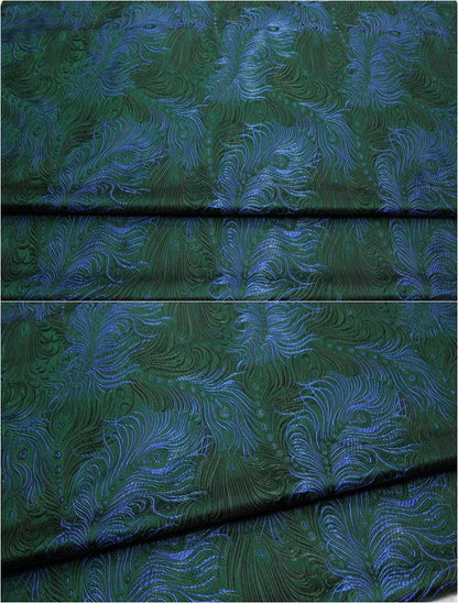 Peacock Feather Brocade Fabric: Floral Chinese Silk Rayon Blend