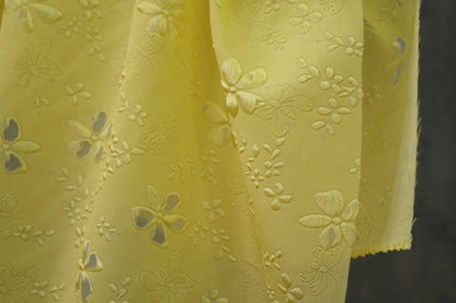 Light Yellow Jacquard Fabric: Hollow Relief Style, 55"W