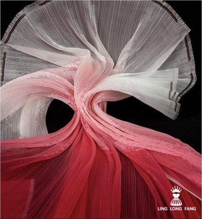 Shiny Crinkle Organza Fabric: 55" Wide Pleated Texture - Wedding & Gown Design