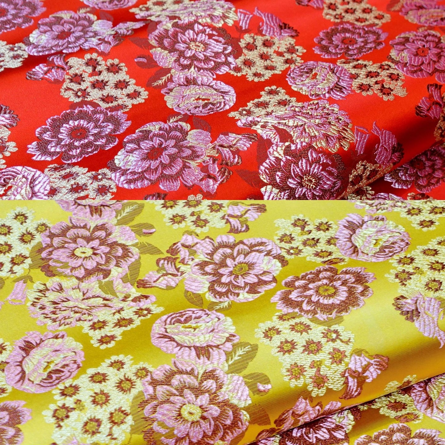 Begonia Flower Silk Brocade Fabric: 45" Wide, Costume & Decor