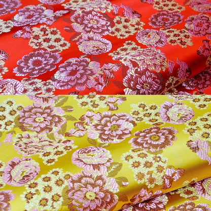 Begonia Flower Silk Brocade Fabric: 45" Wide, Costume & Decor