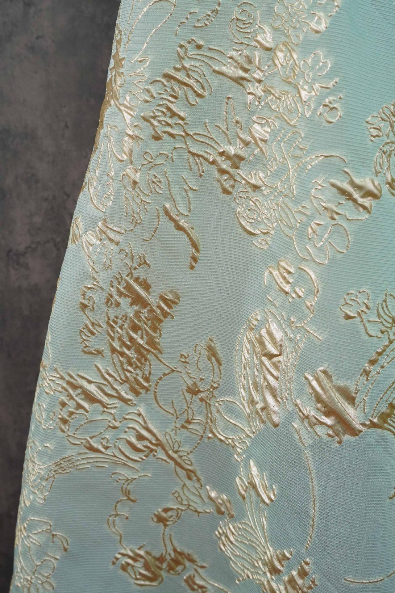 Gold Thread Jacquard Fabric: 3D Designer Material, 55" Wide - Upholstery, Quilting