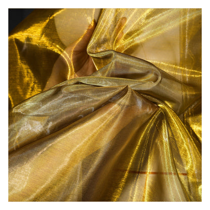 Purple & Gold Organza Fabric: 55" Wide Stiff Designer Material