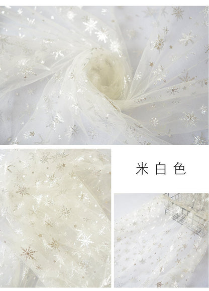 Tissu organza transparent à étoiles : Tissu pour robe La Reine des Neiges, 152 cm de large