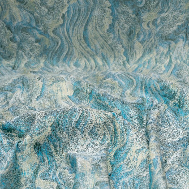 Ocean Waves Silk Rayon Brocade Fabric: 59" Wide Sewing Material