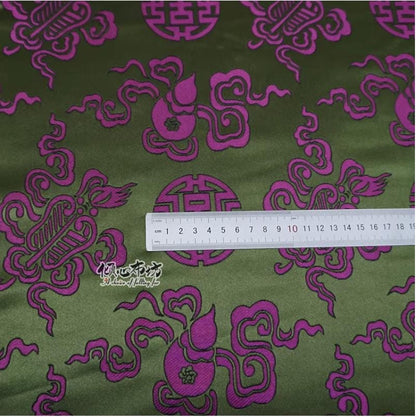 Silk Brocade Fabric: Purple & Green Chinese Upholstery, Costume, Decor
