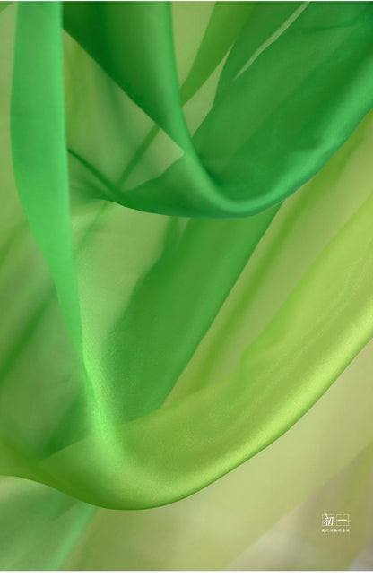 Gradient Green Chiffon Organza Fabric - 55"W Sheer Drape