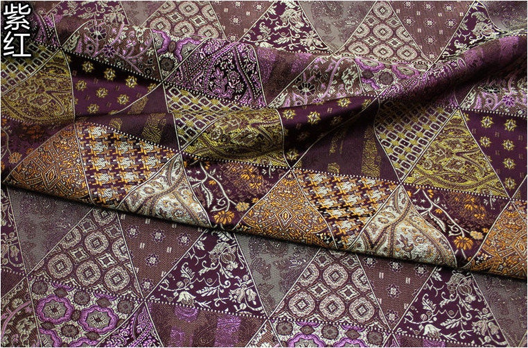 Tissu patchwork brocart : jacquard damassé en soie et rayonne, tissu pour costumes, décoration intérieure, au mètre