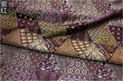 Tissu patchwork brocart : jacquard damassé en soie et rayonne, tissu pour costumes, décoration intérieure, au mètre