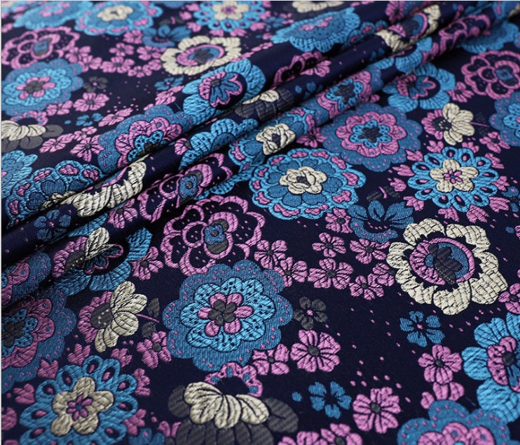 Blue Dragon Brocade Fabric: 59" Wide Rayon Sewing & Upholstery, Sold by the Meter