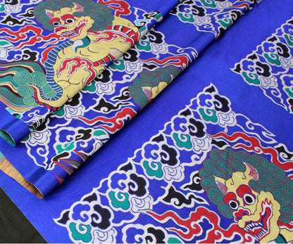 Tibetan Kirin Fabric: Silk Rayon Blend, Dharma Pad Upholstery