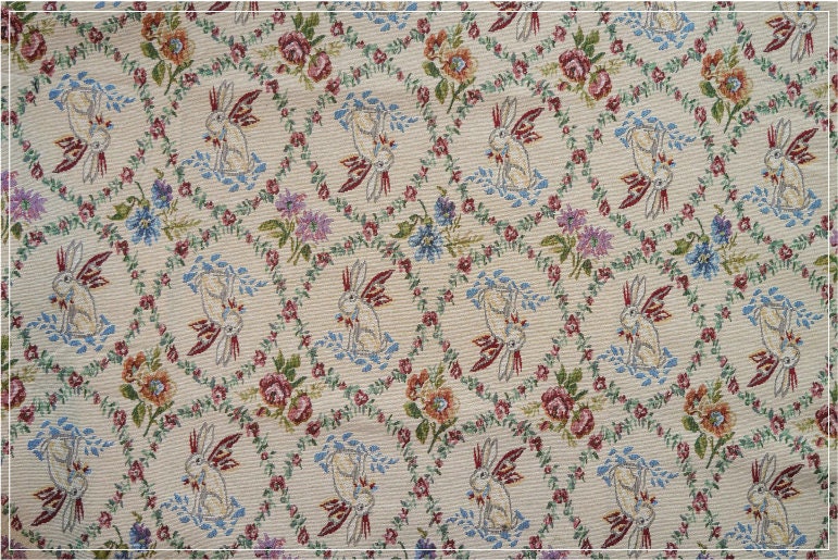 Rabbit Zoo Jacquard Fabric: Autumn Winter Upholstery, Sewing Material (59"W By 1 Meter)