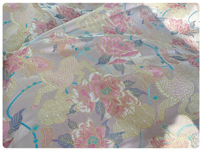 Embossed Floral Jacquard Fabric: 3D Gold Thread Design, 55" Wide