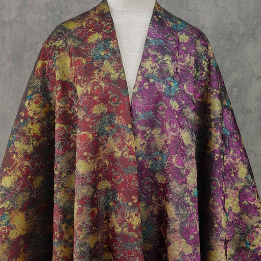Tissu brocart jacquard à motif floral : tissu tissé de style chinois (60 pouces de large, au mètre)