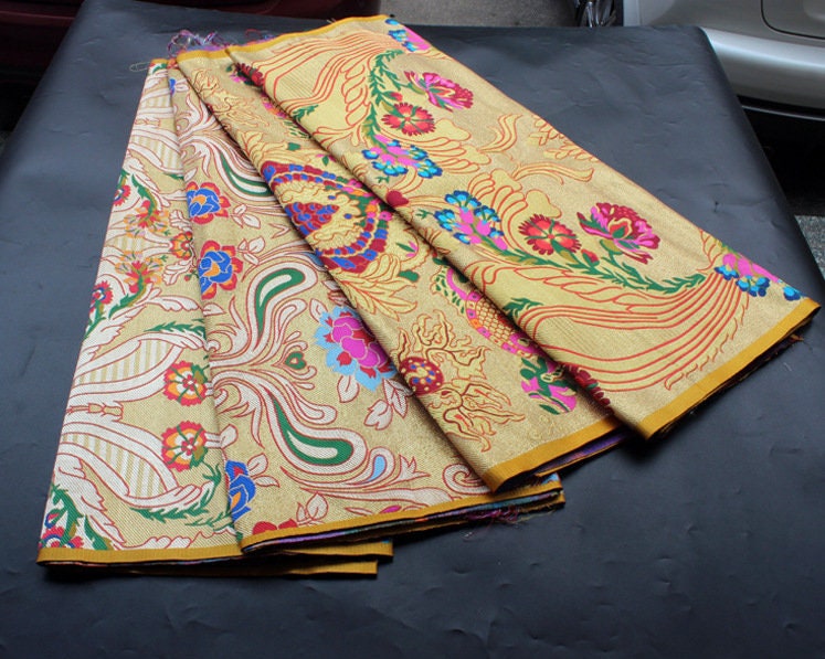 Exotic Dragon Brocade Fabric: Tibetan Thangka Pattern, Costume Sewing Fabric