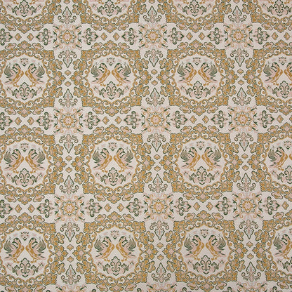Silk Brocade Fabric: 59"W Beige Mandarin Duck Pattern