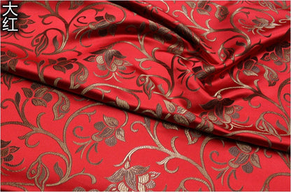 Brocart de soie à motif floral bleu, largeur 75 cm (29,5 po) - Vendu au mètre
