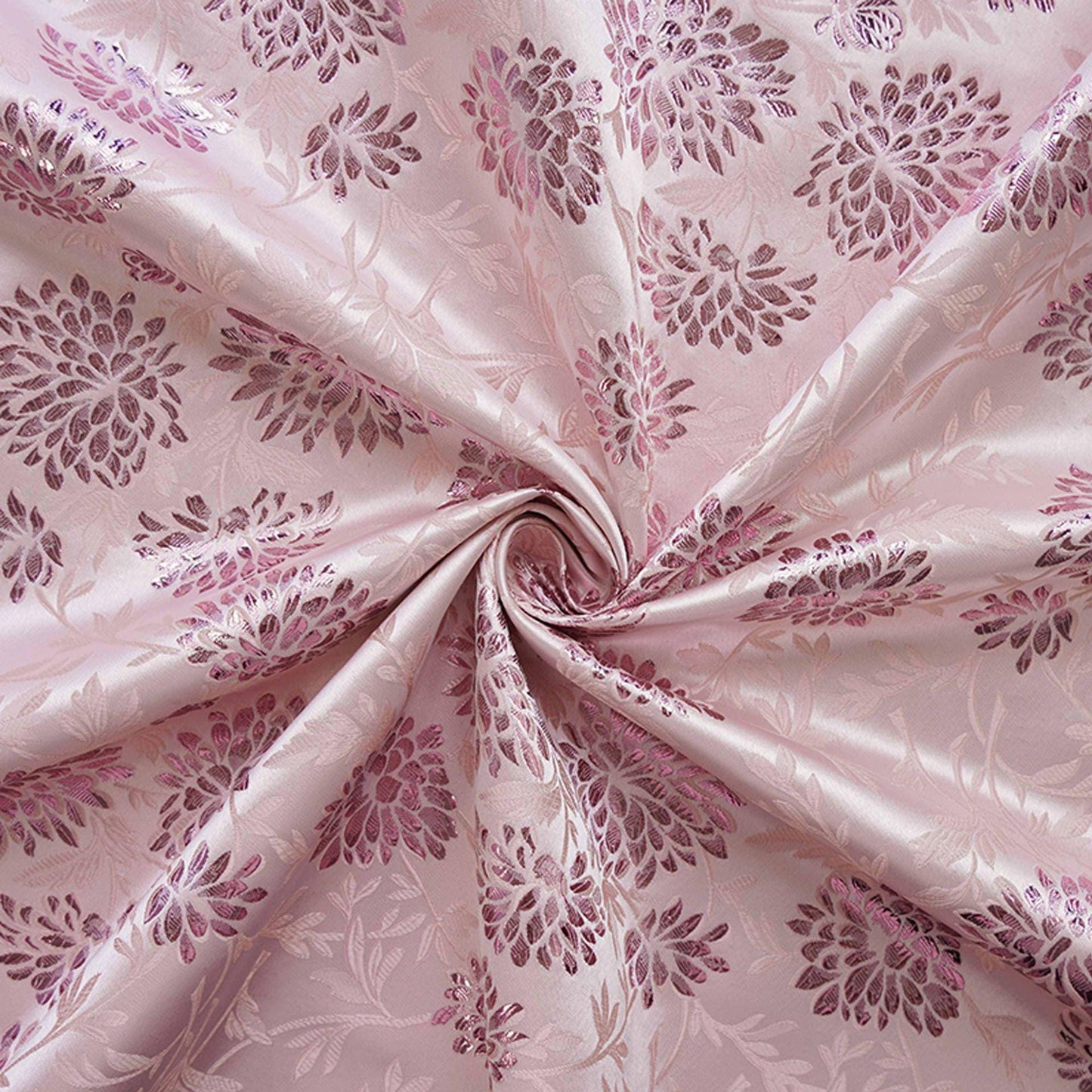 Tissu brocart de soie et rayonne à motif hibiscus rose : 65 pouces de large, matériau de couture floral