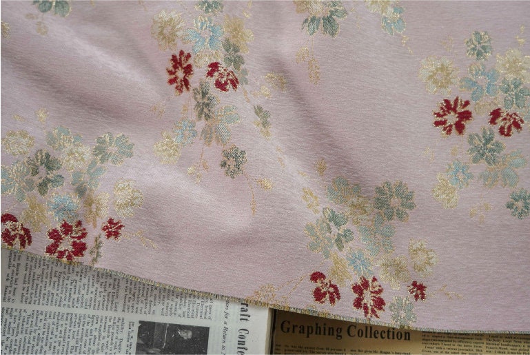 Tissu jacquard à motif floral : style cour française rétro, 150 cm de large