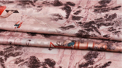 Tissu imprimé floral Red Cloud Yarn : Couture et ameublement botaniques - 150 cm de large