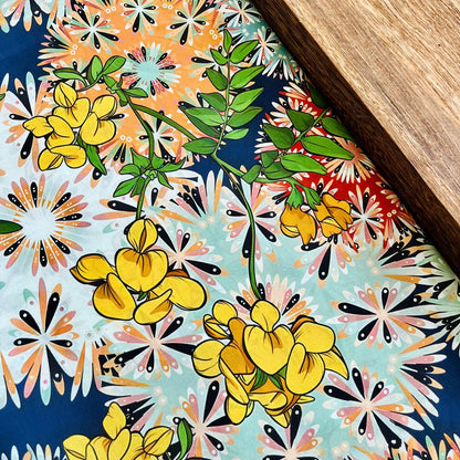 Floral Cotton Fabric: 60s Style Print, 59" Wide