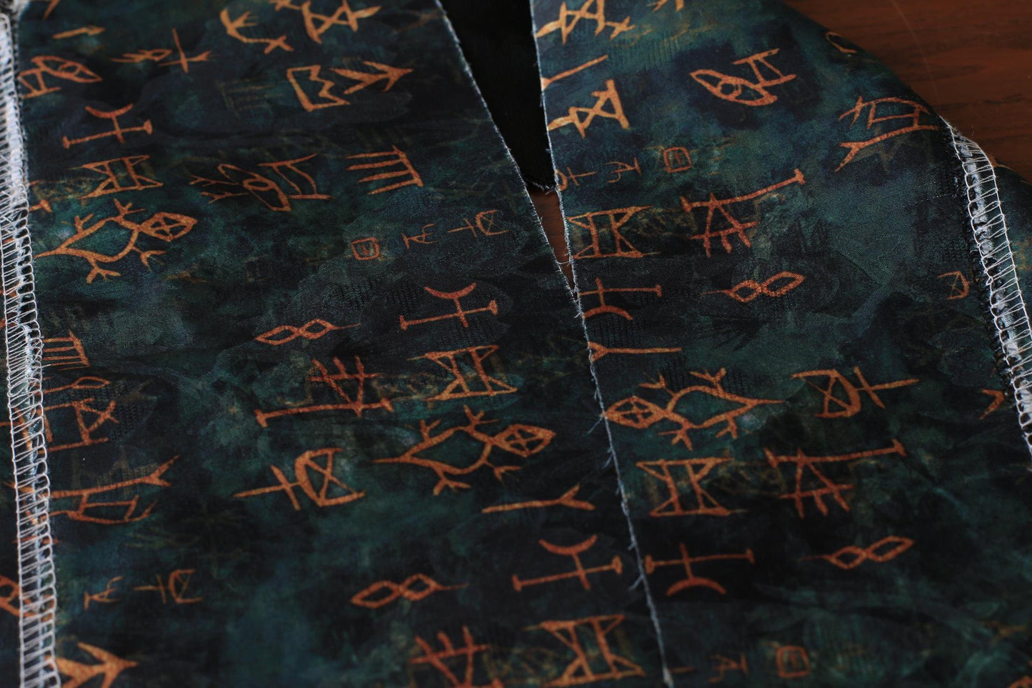 Oracle Silky Satin Fabric: Ancient Pattern Digital Print, 59"W