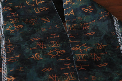 Oracle Silky Satin Fabric: Ancient Pattern Digital Print, 59"W