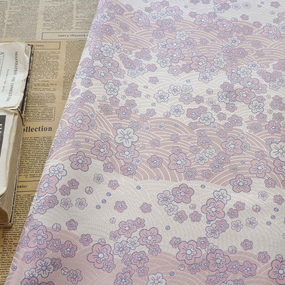 Japanese Brocade Fabric: Fish Scale Flower Jacquard Kimono Damask, 59" Wide