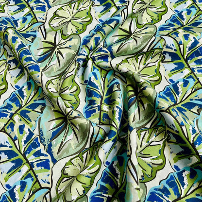 Tropical Leaf Cotton Fabric: 1960s Style Print, 59" Wide