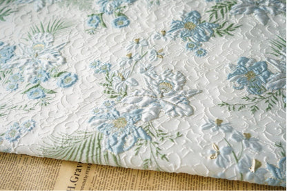 Floral Jacquard Fabric: Gold Thread, 3D Butterfly Texture, 55" Wide