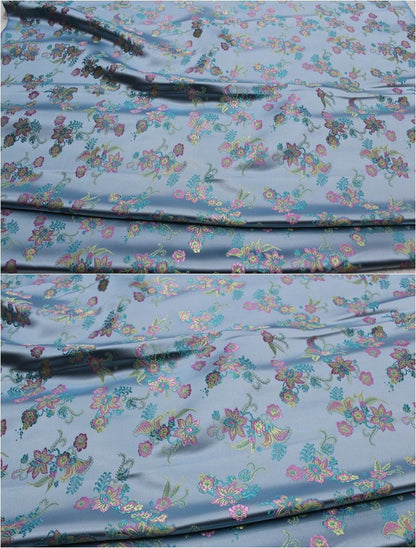Tissu brocart à motifs floraux : mélange de soie et de rayonne, largeur 75 cm