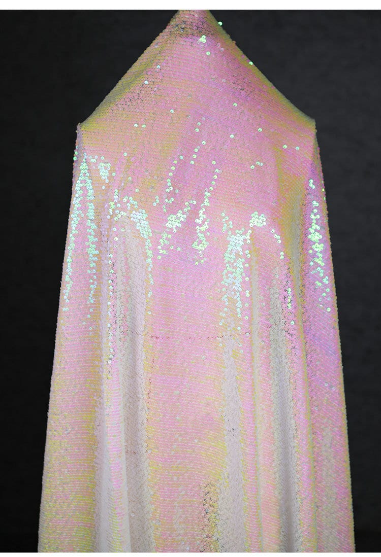 Pink Fish Scale Sequins Fabric: 53"W Symphony Gradient Polyester