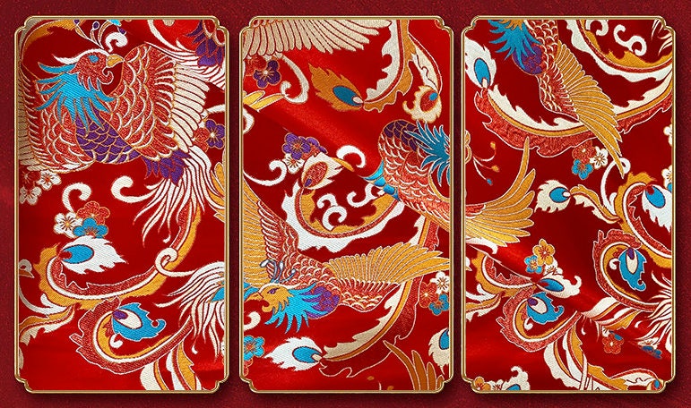 Phoenix Brocade Fabric: Chinese Style Rayon, Tibetan Gown Robe, 59"W