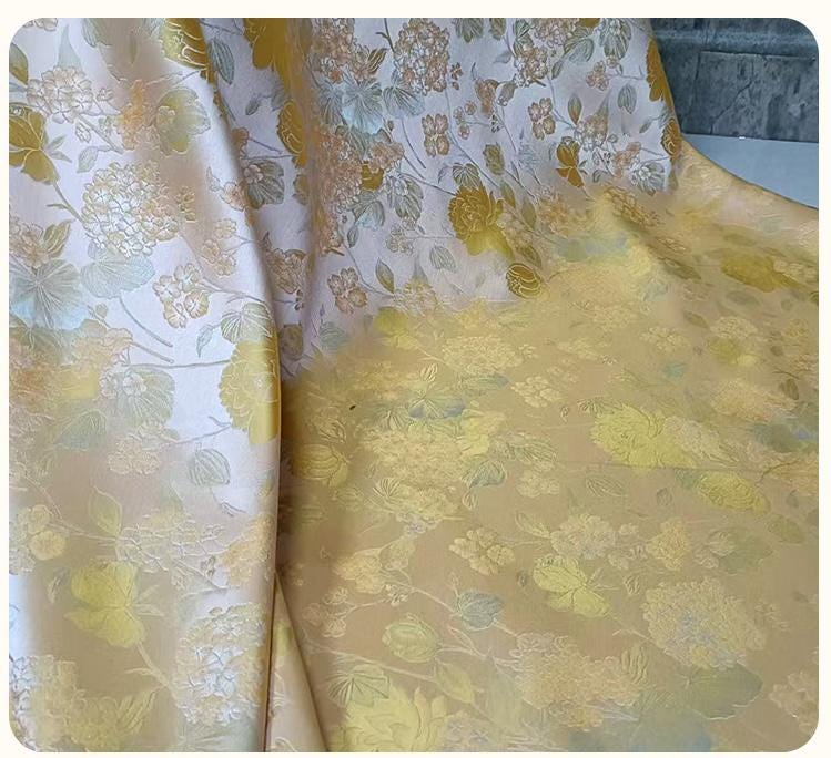 Tissu jacquard brocart lotus Song ��� Artisanat, patchwork, matelassage, sacs et plus encore