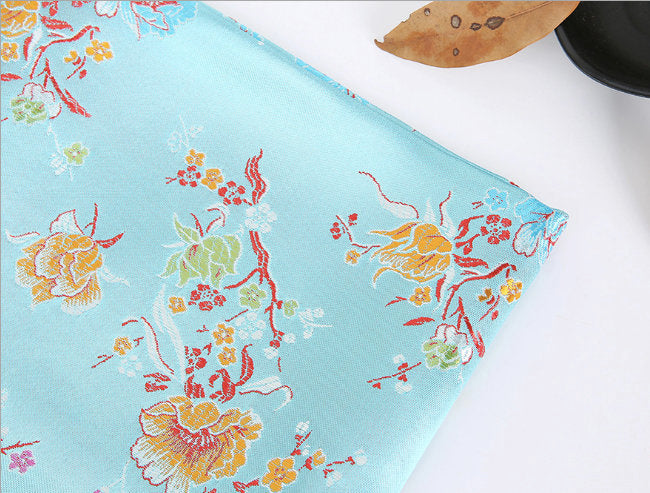 Floral Brocade Fabric: Silk Rayon Jacquard Damask, 35" Wide